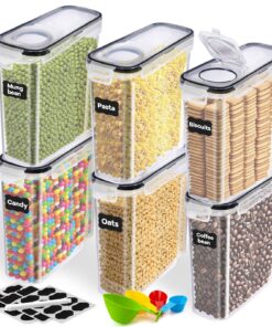 5L BPA-freie Luftdichte Vorratsdosen Set 6er Rechteckig mit 24 Etiketten für Küche Getreide Mehl