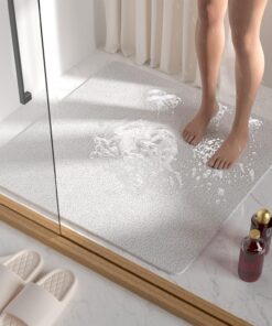 HITSLAM Anti-Rutsch Duschmatte rutschfest, 68x68cm schnell trocknend, Weiche PVC-Luffa, Badewanne Sicherheit, Weiß