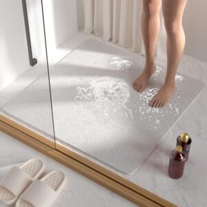HITSLAM Anti-Rutsch Duschmatte rutschfest, 68x68cm schnell trocknend, Weiche PVC-Luffa, Badewanne Sicherheit, Weiß