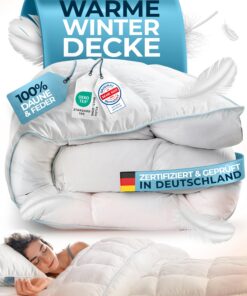 Glückstown Winterdecke Feder und Daunen 135x200cm - Warme Daunendecke Allergiker - Dicke Schlafdecke Zudecke