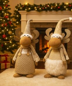 KAMACA Skandinavisches Elch Duo aus Stoff perfekt für Wohnzimmer und Kinderzimmer am Weihnachtsmarkt und Geburtstag als