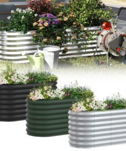 UISEBRT Hochbeet Metall 765 L Silber | Rostfrei Pflanzkasten für Kräuterbeet und Gemüsebeet | Garten und Balkon Aufzucht