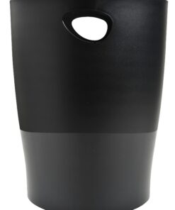 Exacompta EcoBlack Papierkorb 15 Liter Blauer Engel zertifiziert mit Griffen schwarz