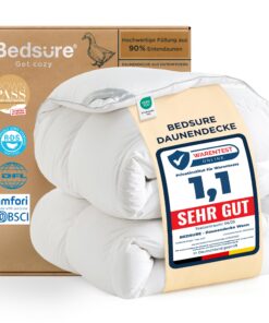 BEDSURE Warme Daunendecke – Winterdecke 90% Daunen und 10% Federn, 135x200 cm, RDS, OEKO-TEX, Weiß BEDSURE Eco-Frien