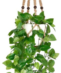 Mkono Gefälschte Hängepflanze mit Topf, ideal für Schlafzimmer und Badezimmer Dekoration, 73cm Makramee-Pflanzenhänger,