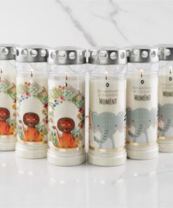 6er Set HOFER GRABKERZEN - Das Original für Kinder | Regenfest, 7 Tage Brenndauer | Grablicht mit Deckel, Motiv und Spru