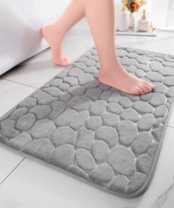 Chakme Saugfähiger Badteppich Memoryschaum Matte für Badezimmer und Wohnzimmer 50×80 cm Hellgrau