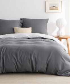 BEDSURE Bettwäsche 200x200 3-teilig Grau/Anthrazit - Oeko-TEX Wendebettwäsche mit Reißverschluss, ideal für die ganze Fa