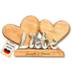 C|UTE - Personalisiertes Holzherz Hochzeitsgeschenk, für Brautpaar, Valentinstag, Jahrestag, Silberhochzeit Geschenk, 10