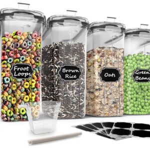 Wildone luftdicht Viertelliter-Müsli-Vorratsdosen für Zucker, Mehl, Snacks, Backzubehör mit Verschlussdeckel (4 Stück)