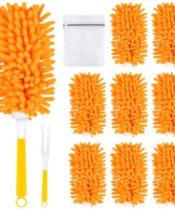 8 Stück waschbare Staubwedel für Swiffer Duster, 360°-Wiederverwendbar, Staubmagnet Nachfüllpack (inklusive 1 Griff und