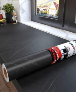 Decotalk Marmorfolie Schwarz für Küchenarbeitsplatte und Renovierung Wasserdicht Selbstklebend 40x300cm