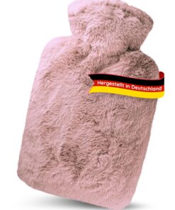 Hugo Frosch Wärmflasche Klassik 1,8l - langanhaltend & geruchsneutrale Bettflasche - langlebig & mit FlauschbezugRosé -