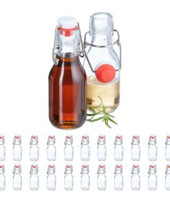 Relaxdays Bügelflaschen 24er Set 100ml Glas Transparent für Öl Essig Schnaps Likör