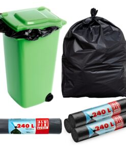 Schwarze ALUFIX Müllsäcke 240L - 100x125 cm - 4 Rollen mit je 10 Stück - ideal für Gastronomie und Haushalt - robuste HD