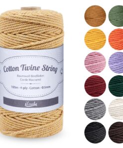 Makramee Garn ilauke 3mm, 100m Farbig Baumwollkordel, DIY Handwerk für Bastelprojekte und Wandauhängungen