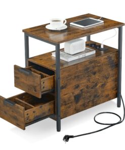 VASAGLE Beistelltisch.LET325B01 vintagebraun-tintenschwarz