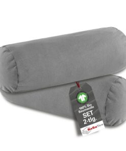 BaSaTex Bio Nackenrollenkissenbezüge 97% GOTS-Zertifizierte Baumwolle - Anthrazit - 2er Pack