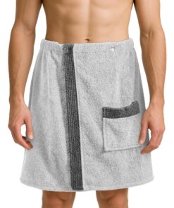 JEMIDI Sauna Frottee Kilt Sarong Herren M-XXL - 100% Baumwolle Anthrazit Grau - OEKO-TEX STANDARD 100