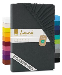 Lavea Jersey Spannbettlaken - Weich & Atmungsaktiv - Premium Qualität - Ideal für Boxspringbetten - 180-200x200cm Anthra