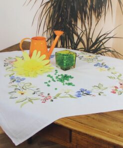 KAMACA Sommerblumen Stickset Plattpackung für Erwachsene: Vorgezeichnet Baumwolle, komplettes Nadelmaler-Kit, Selbststic