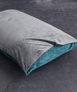Warme Winter Kissenbezug 40x80 Flauschig Fleece Set Petrol Blau Blau Grau 2 Stück OEKO-TEX