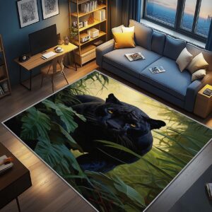 AevuCub Panther Deko, Dschungel Teppich 120x160 Kurzflor, Weich rutschfest Waschbare Teppiche für Wohnzimmer, Kinderzimm