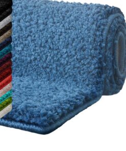 Casa Pura Rutschfester Badezimmerteppich – saugfähige Badezimmerteppiche – dick und weich – 60 x 100 cm – Blau