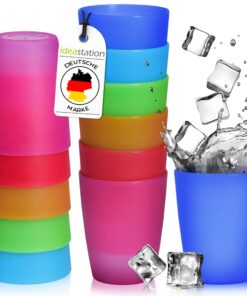 Idea-Station NEO Trinkbecher - bunt - sicher für Kinder - wiederverwendbar - 12 x 250 ml
