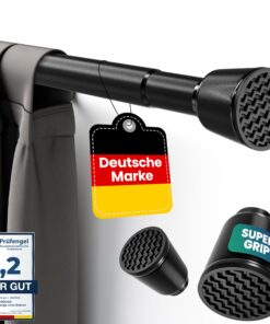 Gardinenstange ohne Bohren Schwarz 110-250cm – Teleskopstange Ausziehbar Duschvorhangstange Klemmstange