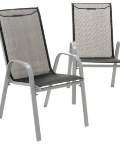 Nexos Anthrazit Stapelstuhl Hochlehner Terrasse 2er Set Gartenstuhl Funktioneller Stuhl Set
