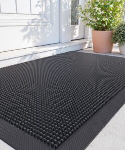 DEXI Außenbereichs-Fußmatte, strapazierfähig, rutschfest, wasserdicht, 61 x 91,4 cm, Schwarz