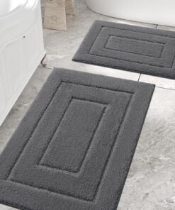 Homaxy Mikrofaser Badezimmerteppich Set rutschfest Waschbar für Badezimmer Weiche Badteppich Set Wasserabsorbierend - 40