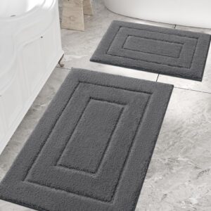 Homaxy Mikrofaser Badezimmerteppich Set rutschfest Waschbar für Badezimmer Weiche Badteppich Set Wasserabsorbierend - 40