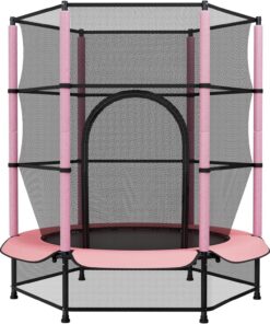 Trampolin für Kinder Outdoor Ø140cm mit Sicherheitsnetz | Kinder Trampolin Indoor mit Sicherheitsnetz Ø140cm | Gartentr