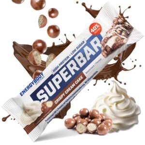 Energybody® Superbar Protein Riegel - High Protein, Low Carb Snack für Atkins Diäter / Crispy Cream Cake 50g / 18g Eiwei