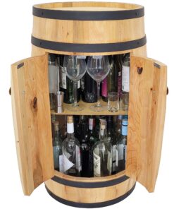 Weeco Holzfass bar mit Türen 80 cm - Designer Loft Möbel für Männer - Ideal für Hausbar und Geschenke.