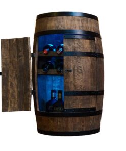 CREATIVE COOPER Weinregal Holz mit LED RGB Tür - 80 cm Wenge Holzfass für Weinbar