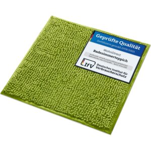 WohnDirect Badematte 45x45cm Grün rutschfest Waschbar Badezimmerteppich Set kombinierbar Badvorleger WC Garnitur Oeko-TE