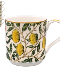 **The Leonardo Collection Früchte stapelbare Tassen, 4er-Set, William Morris - feines Porzellan für heiße Getränke und