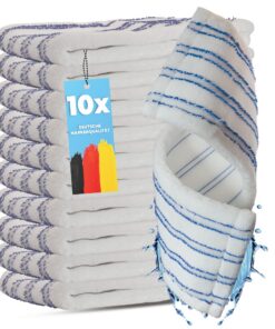 HELOME Profi Microfaser-Möppe - Gewerbetreibende - 50cm Mopphalter - Abrasivstreifen - professionelle Taschenbezüge - 10