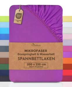 NatureMark Microfaser Boxspringbett & Wasserbett Spannbettlaken 100% Polyester Lila 200x220cm