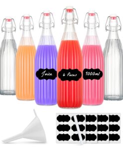 6x 1L Bügelflaschen Glas leere Swingtop Flaschen mit Bügelverschluss für Schnaps Likör Saft Abfüllen