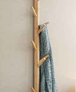 Dekoleidenschaft Bambus Wandgarderobe mit 11 Haken 100 cm Scandi-Style Flurgarderobe braun