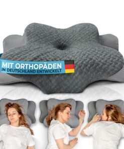 Glückstoff® Orthopädisches Kissen (Ergonomisch für alle Schlaftypen) Nackenschmerzen lindern | Memory Foam Nackenstützki
