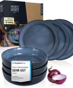 Moritz & Moritz VIDA Suppenteller Set Blau 6er Porzellan spülmaschinenfest mikrowellengeeignet