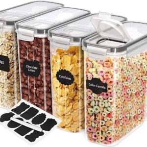 YENTAKE Vorratsdosen Set für Getreidevorräte Luftdicht Musli Schüttdose Frischhaltung 4er Set 4L Etiketten inklusive