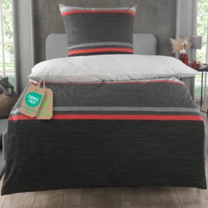 MALIKA Oeko-TEX Bettwäsche 155x220 Baumwolle, Renforcé, Reißverschluss, perfekt für Families im Sommer