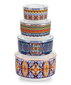 vancasso Keramik Suppenschüssel Set 4er mit Deckel