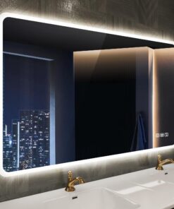 STARLEAD Entfogbarer Bluetooth-Spiegel mit LED Beleuchtung, HD Hartglas, 3 Lichtfarben, Speicherfunktion, 100x70cm Badsp